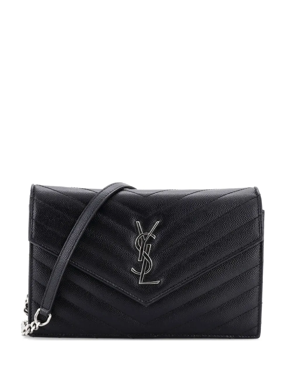 Saint Laurent Pre-Owned Borsa a tracolla Classic Monogram piccola in pelle matelassé con motivo chevron - Nero