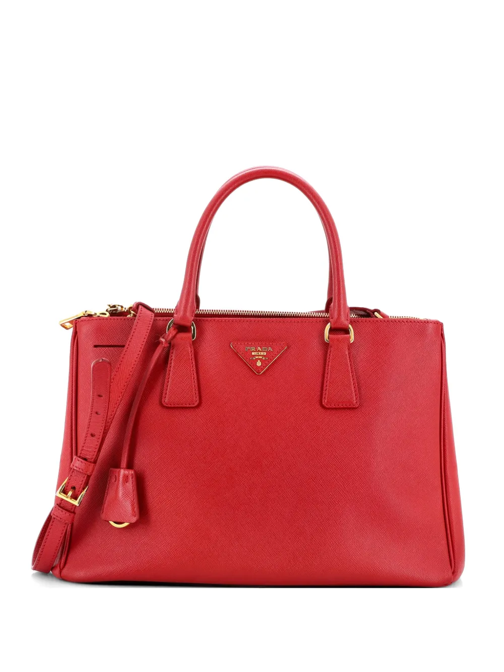 Prada Pre-Owned Double Zip Lux Saffiano Leather Medium tote bag - Rosso