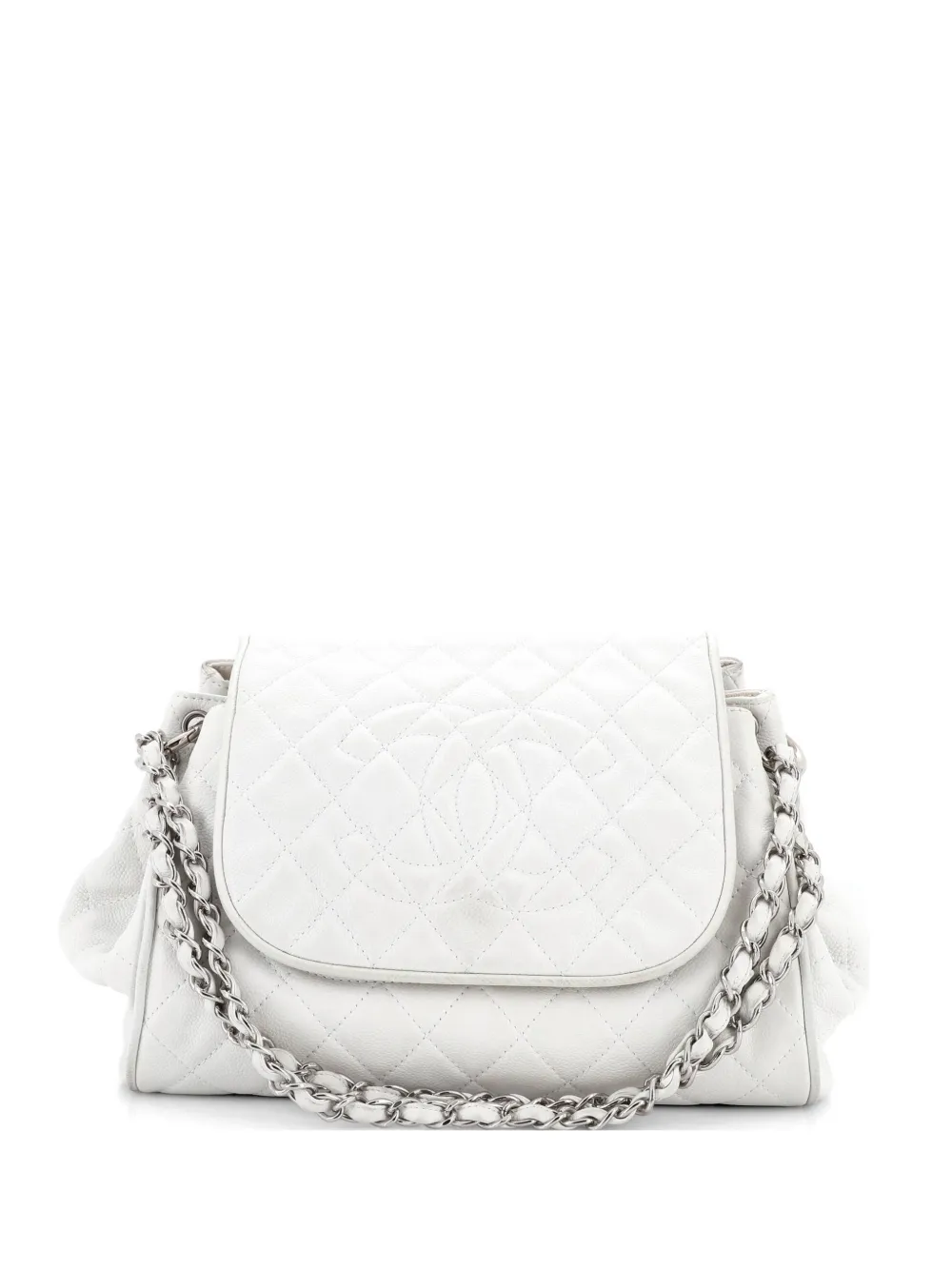 CHANEL Pre-Owned Timeless Accordion Flap Bag Quilted Caviar shoulder bag - Bianco