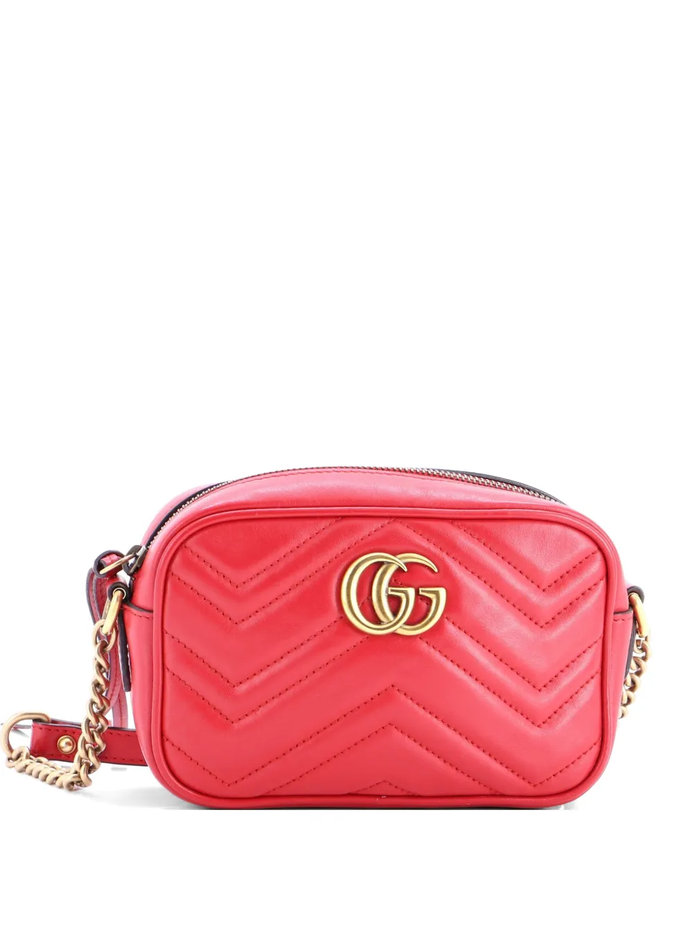 Gucci Pre-Owned Borsa a tracolla GG Marmont mini in pelle matelassé - Rosso