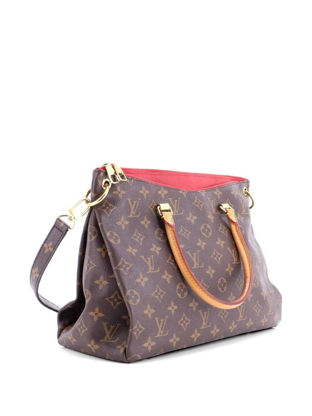 Louis Vuitton Pre-owned Pallas Tote Monogram Canvas with Leather Shoulder Bag in Brown, view 3