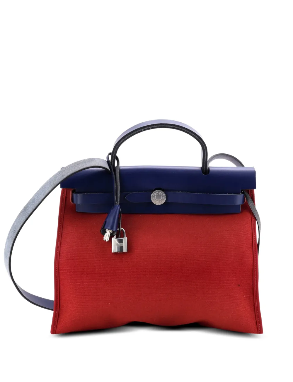 Hermès Pre-Owned Herbag Zip Leather and Toile 31 shoulder bag - Blue