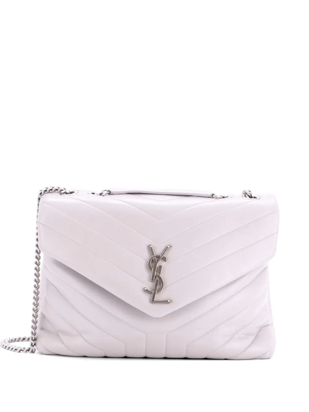 Saint Laurent Pre-Owned Loulou Matelasse Chevron Leather Medium shoulder bag - Grigio