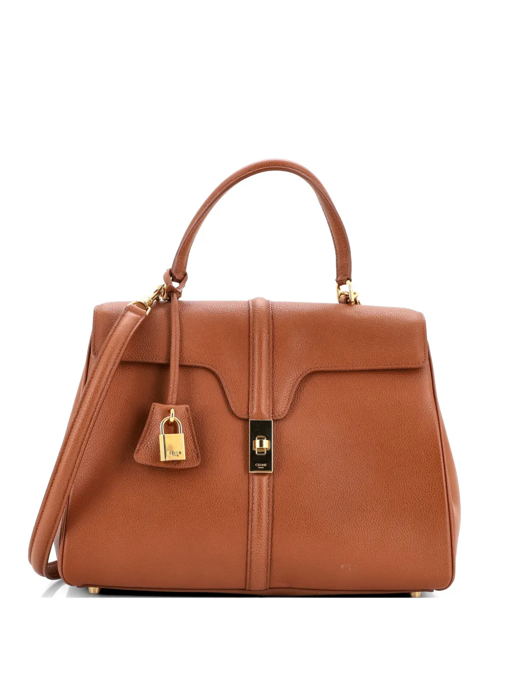 Celine Pre-Owned 16 Top Handle Bag Grained Calfskin Medium shoulder bag - Marrone