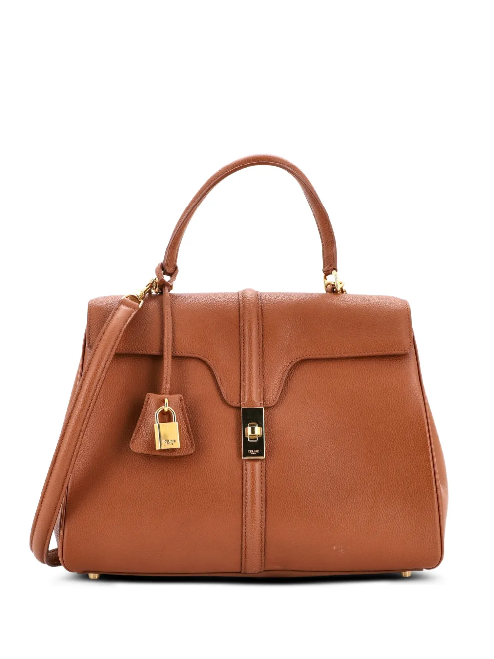 Celine Pre-Owned 16 Top Handle Bag Grained Calfskin Medium shoulder bag - Marrone