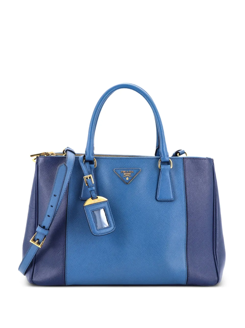 Prada Pre-Owned Bicolor Double Zip Lux Saffiano Leather Medium tote bag - Blau