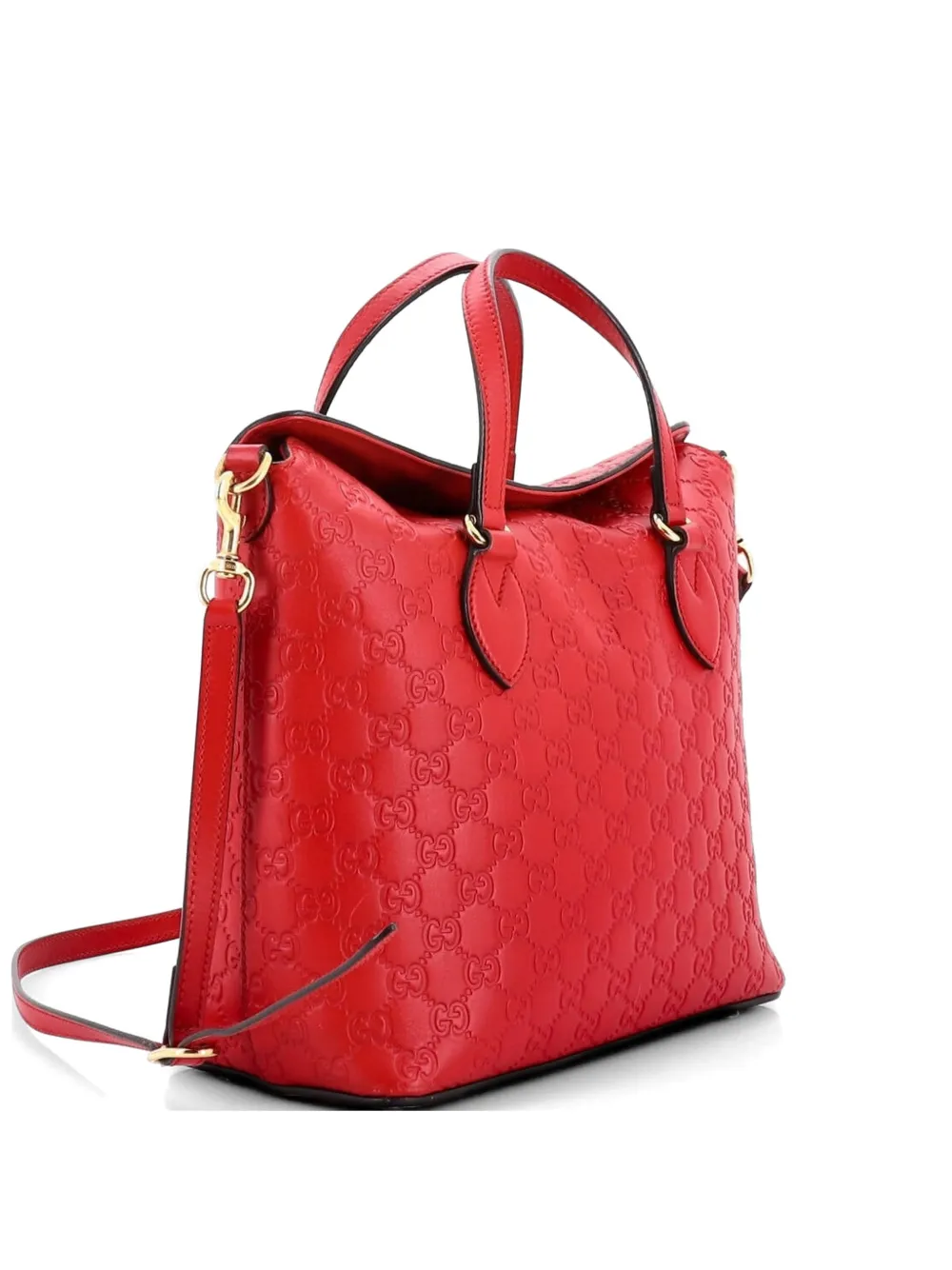 Gucci Pre-Owned Signature Fold Over Tote Guccissima Leather Medium satchel - Rosso