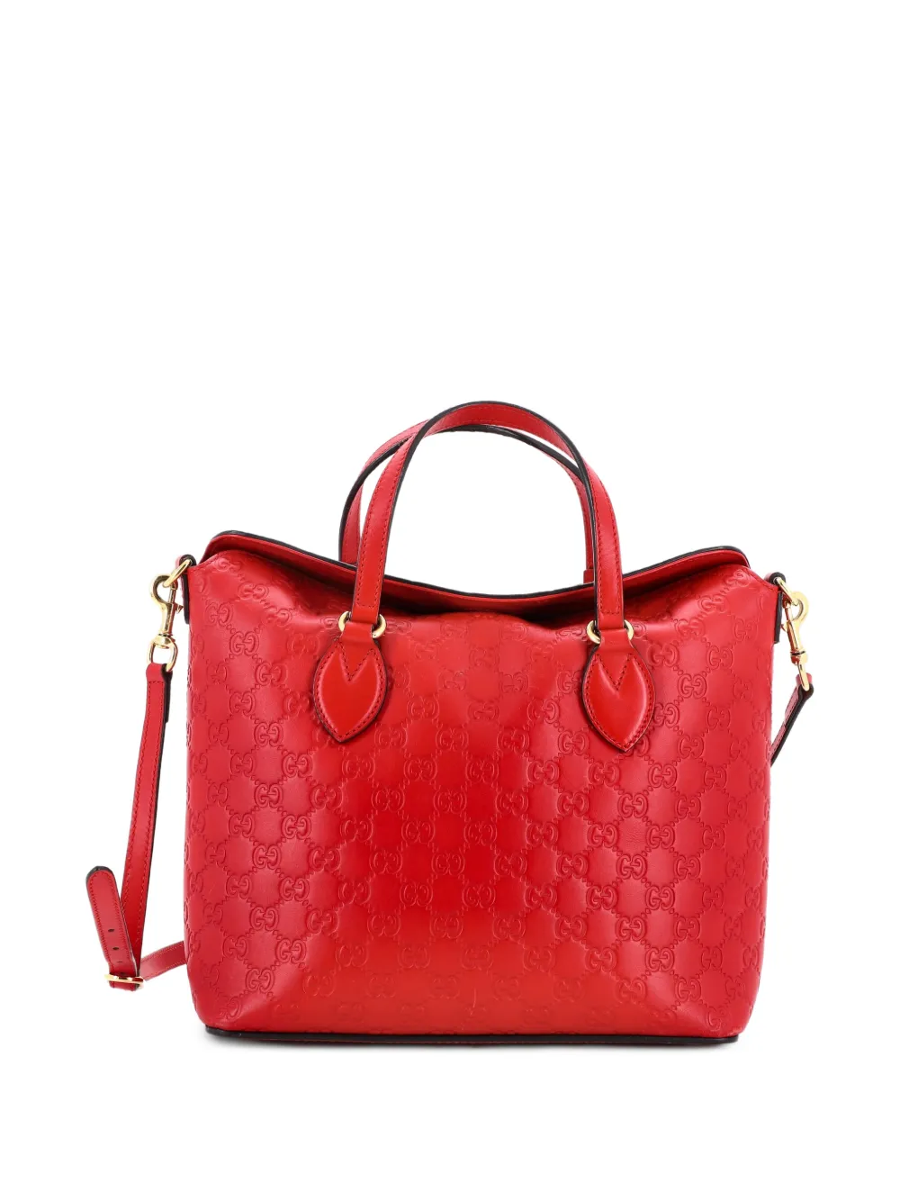 Gucci Pre-Owned Signature Fold Over Tote Guccissima Leather Medium satchel - Rosso
