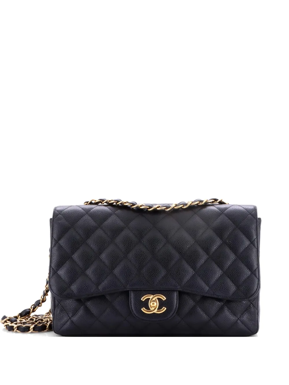 CHANEL Pre-Owned Classic Single Flap Bag Quilted Caviar Jumbo shoulder bag - Nero
