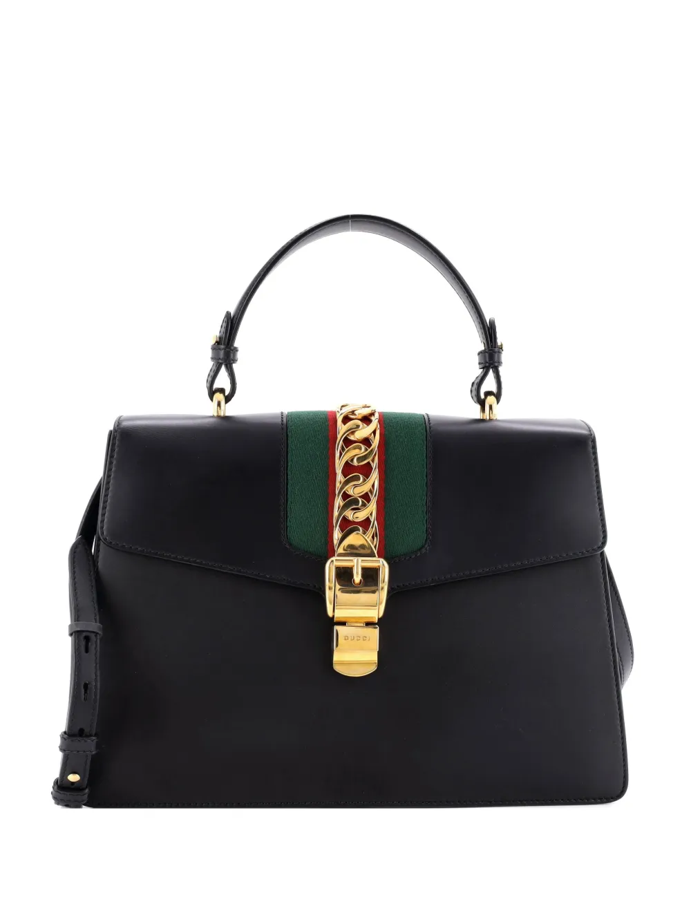 Gucci Pre-Owned Borsa a tracolla Sylvie media in pelle con manico - Nero