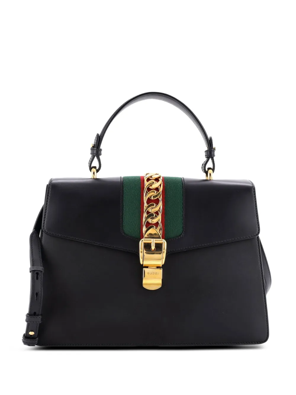 Gucci Pre-Owned Borsa a tracolla Sylvie media in pelle con manico - Nero