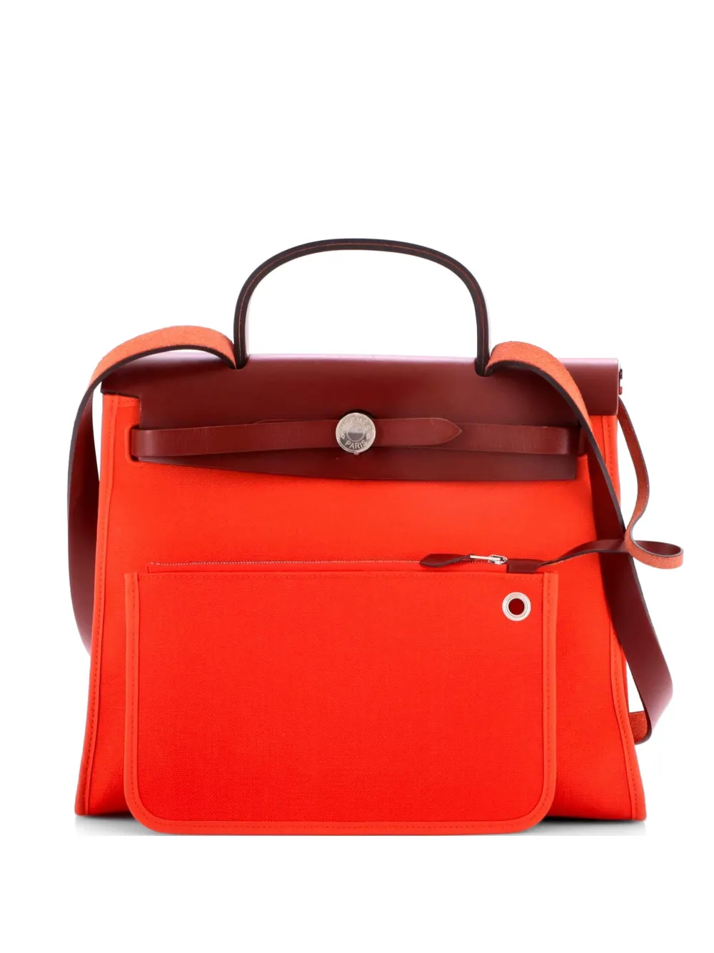 Hermès Pre-Owned Herbag Zip Leather and Toile 31 shoulder bag - Orange