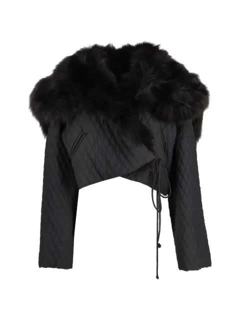 Vintage quilted fur-trim coat