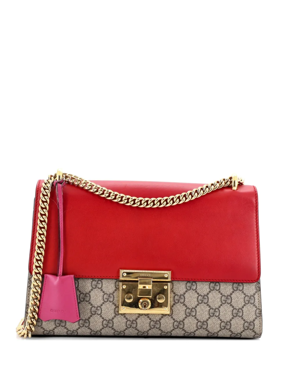 Gucci Pre-Owned Padlock GG Coated Canvas and Leather Medium shoulder bag - Rosso