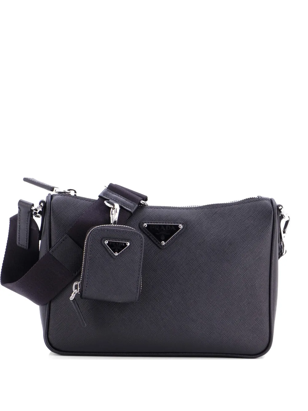 Prada Pre-Owned Borsa a tracolla Re-Edition piccola in pelle Saffiano con zip - Nero