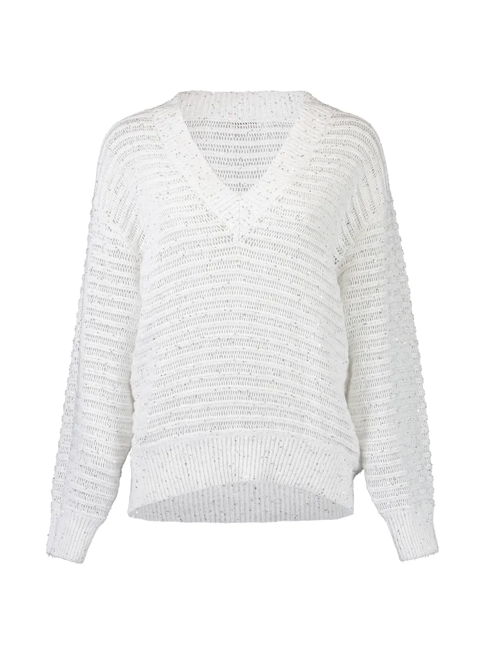 Brunello Cucinelli open-work embroidered sweater - White
