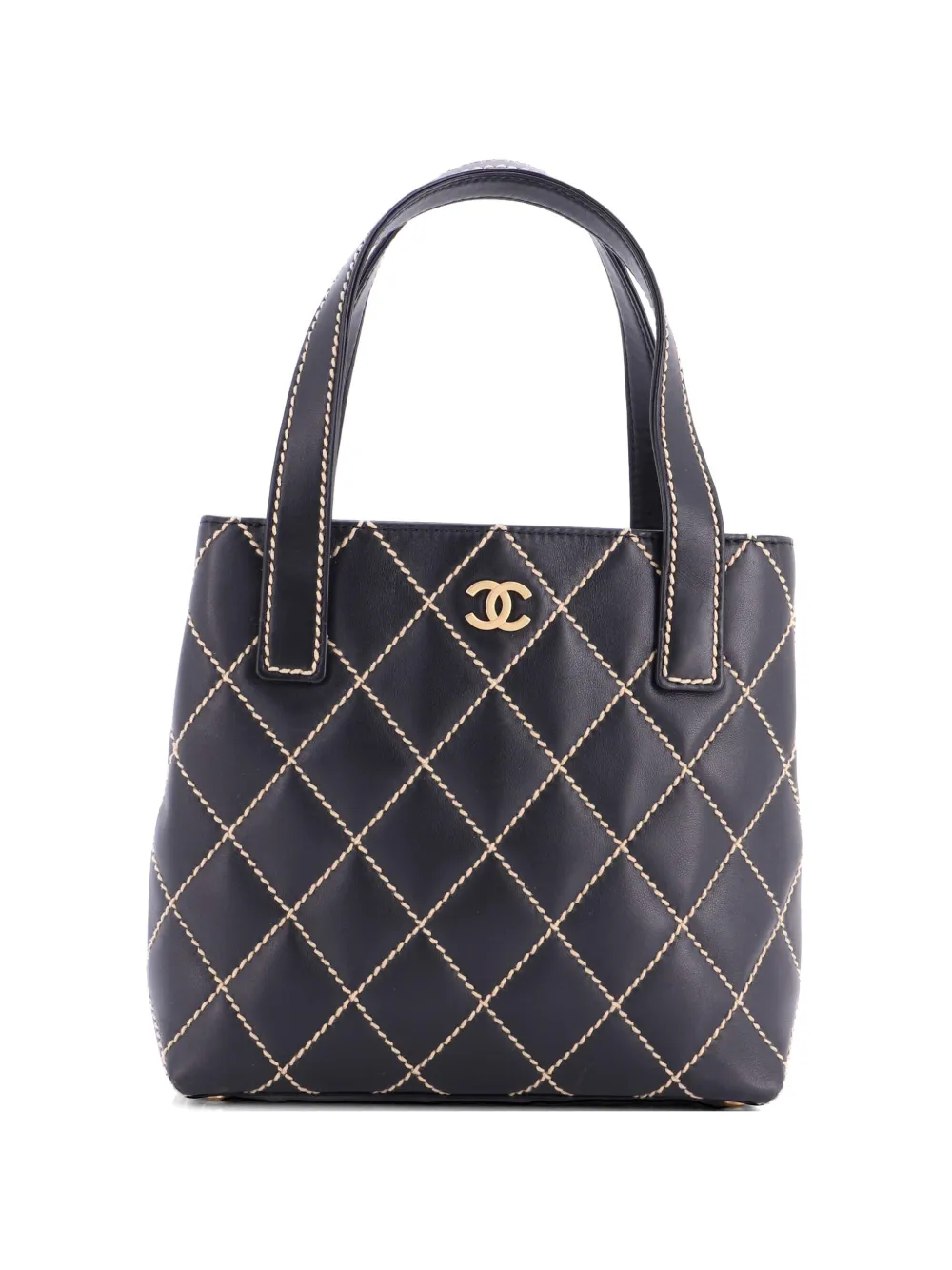 CHANEL Pre-Owned Surpique Quilted Leather Small tote bag - Black