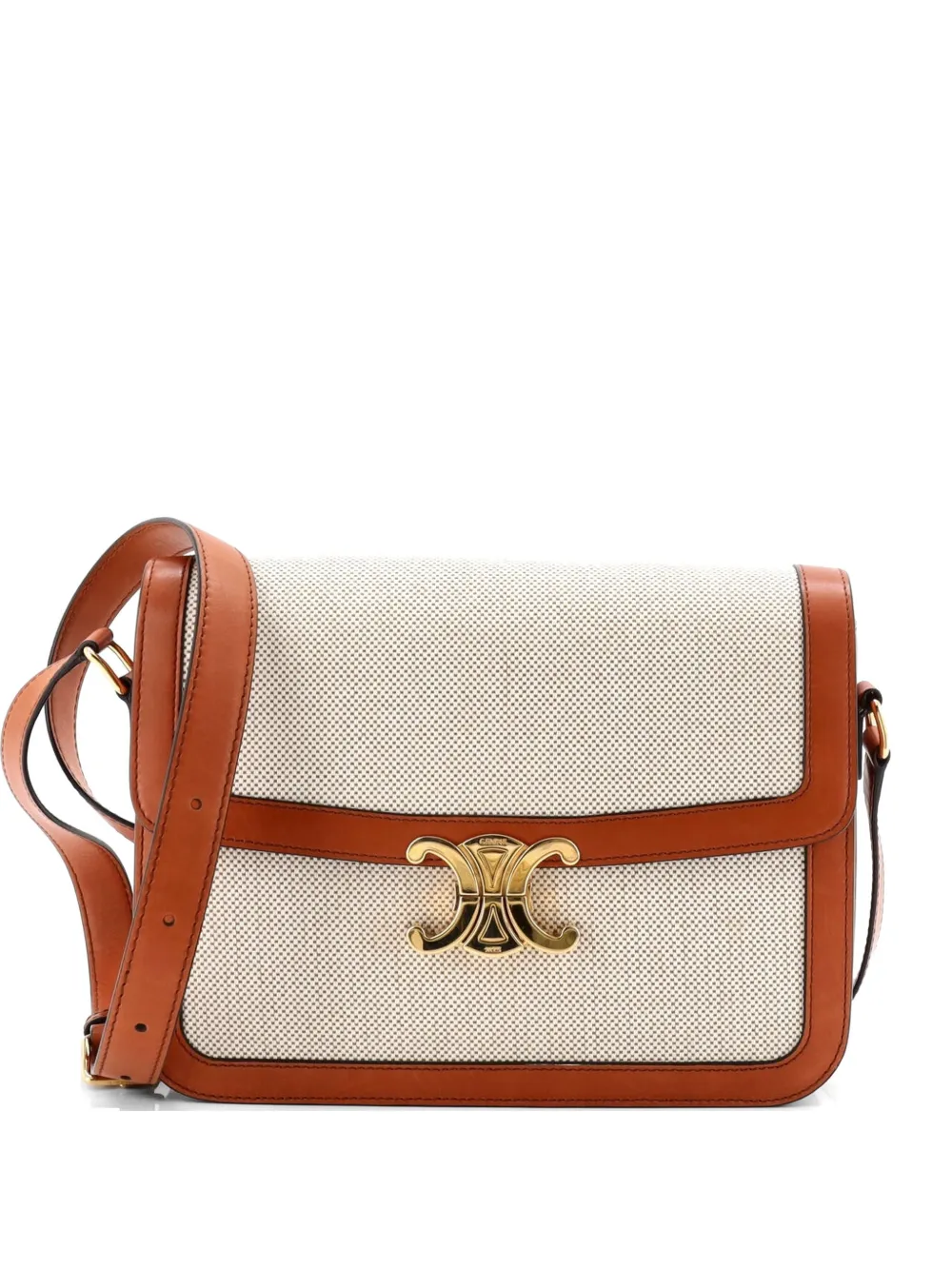 Celine Pre-Owned Triomphe Shoulder Bag Canvas with Leather Medium crossbody bag - Marrone