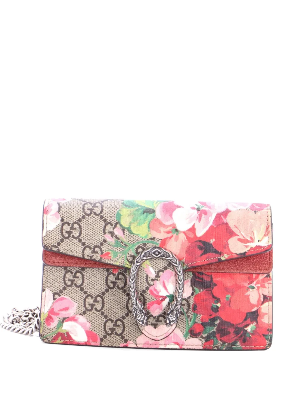 Gucci Pre-Owned Dionysus Bag Blooms Print GG Coated Canvas Super Mini crossbody bag - Marrone