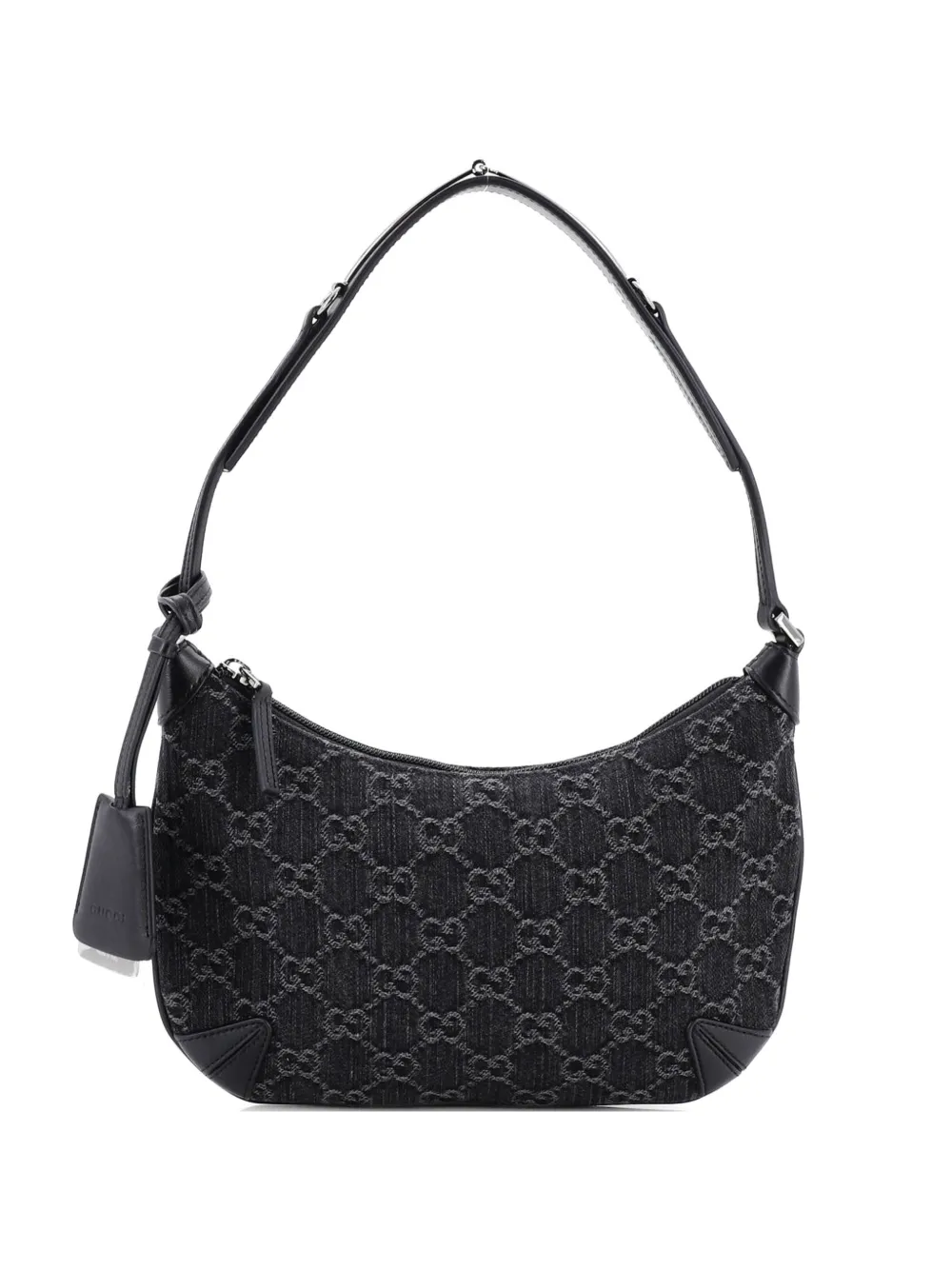 Gucci Pre-Owned Horsebit Slim GG Denim with Leather Small shoulder bag - Black