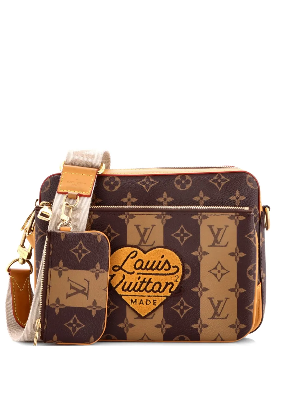 Louis Vuitton Pre-Owned Nigo Trio Messenger Bag Limited Edition Stripes Monogram Canvas crossbody bag - Marrone