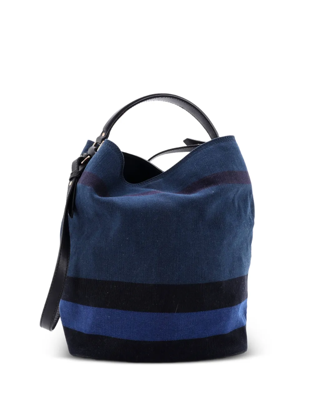 Burberry Pre-Owned Borsa a secchiello Ashby media in tela con motivo House Check - Nero