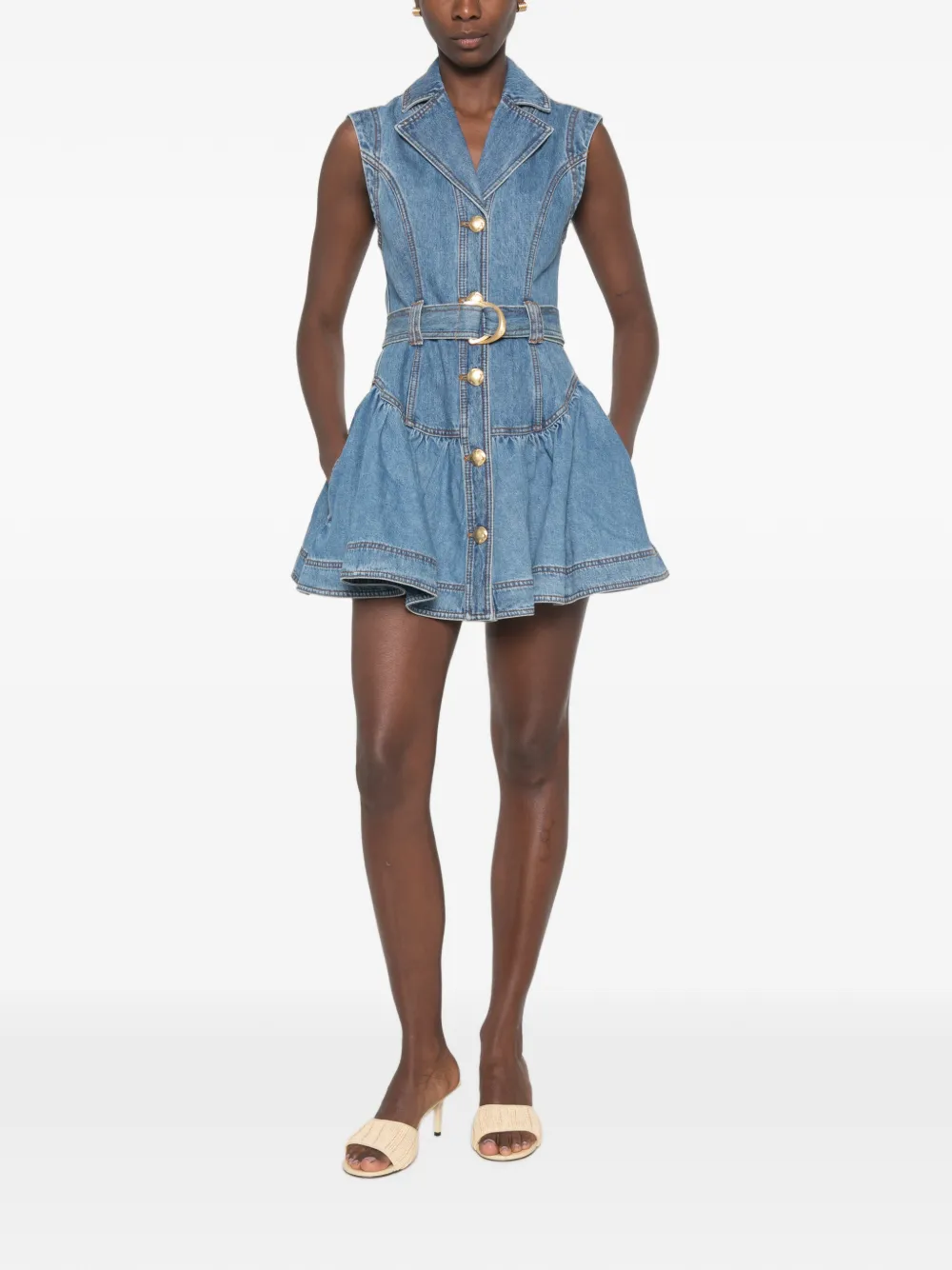Aje Liliana denim jurk Blauw