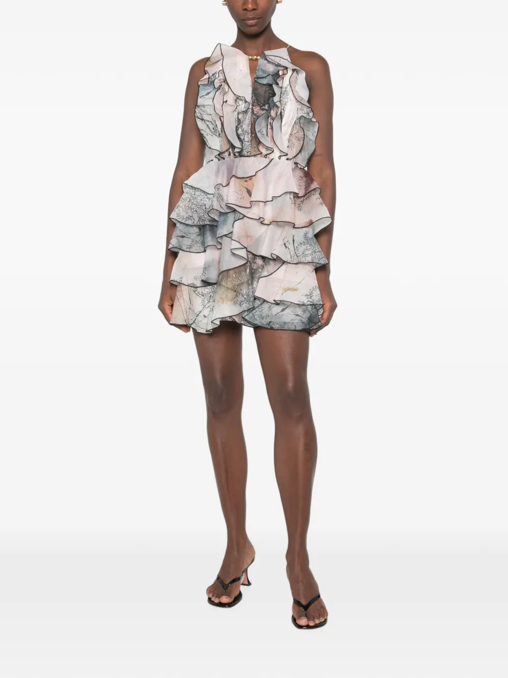 Aje Cleo mini-jurk met ruches Beige