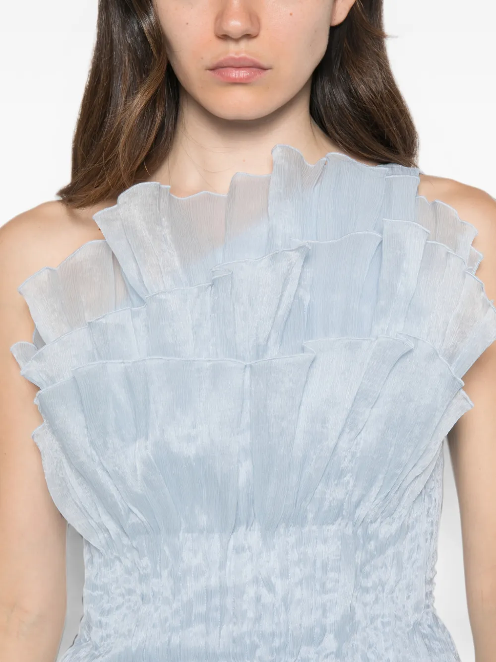 Aje Nisha asymmetrische mini-jurk met ruches Blauw
