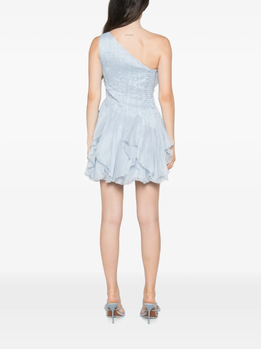 Aje Nisha asymmetrische mini-jurk met ruches Blauw