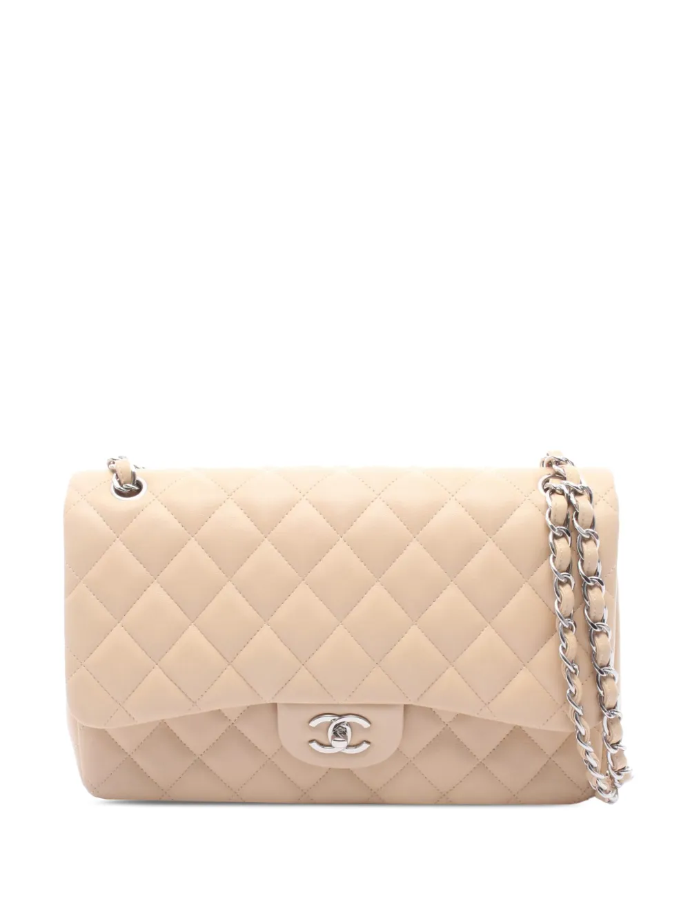 CHANEL Pre-Owned 2012-2013 Jumbo Classic Lambskin Double Flap shoulder bag - Nude