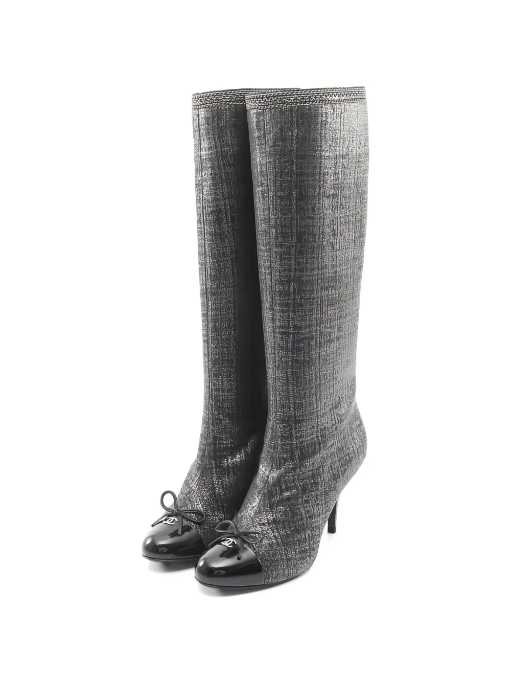 CHANEL Pre-Owned 1986-1988 CC logo patent-toe boots - Grau