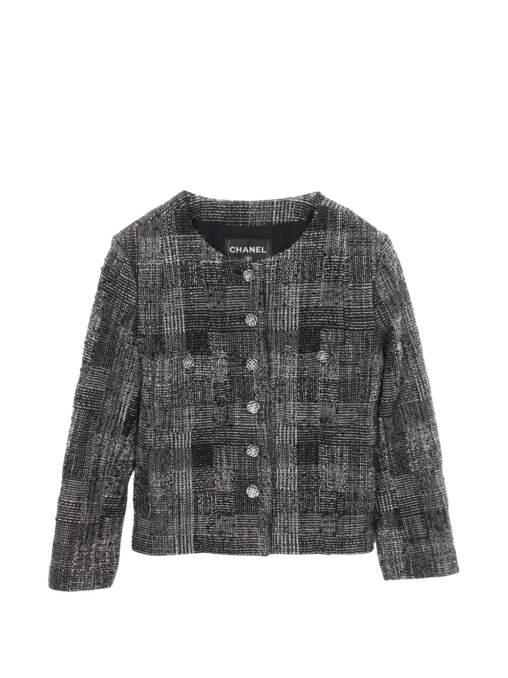 CHANEL Pre-Owned 1986-1988 button-up tweed-effect jacket - Black