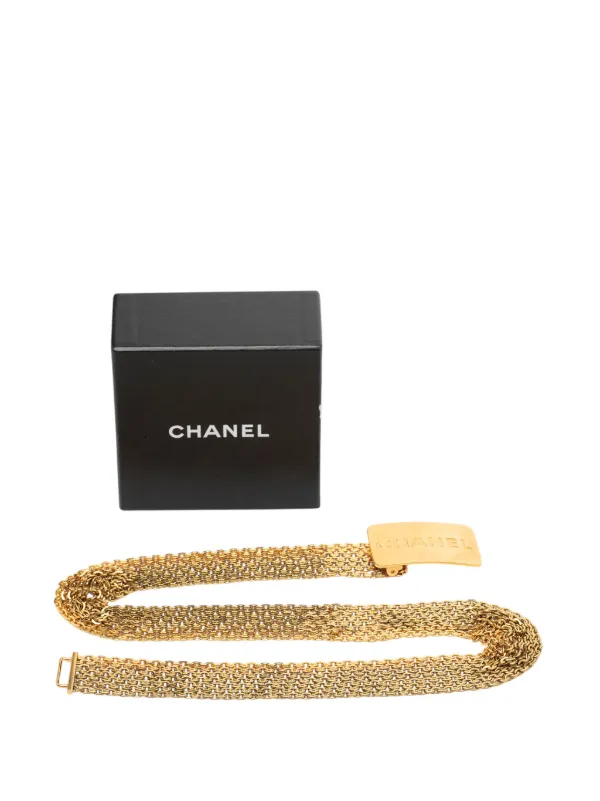 CHANEL Pre-Owned 1996 Gold Plated Multi Chain Logo Belt  display picture 1