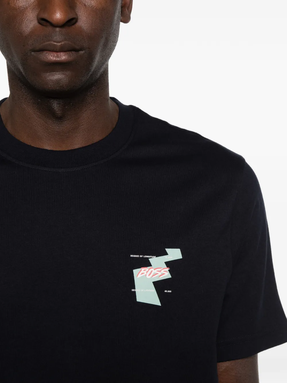 BOSS Katoenen-jersey T-shirt met print Blauw
