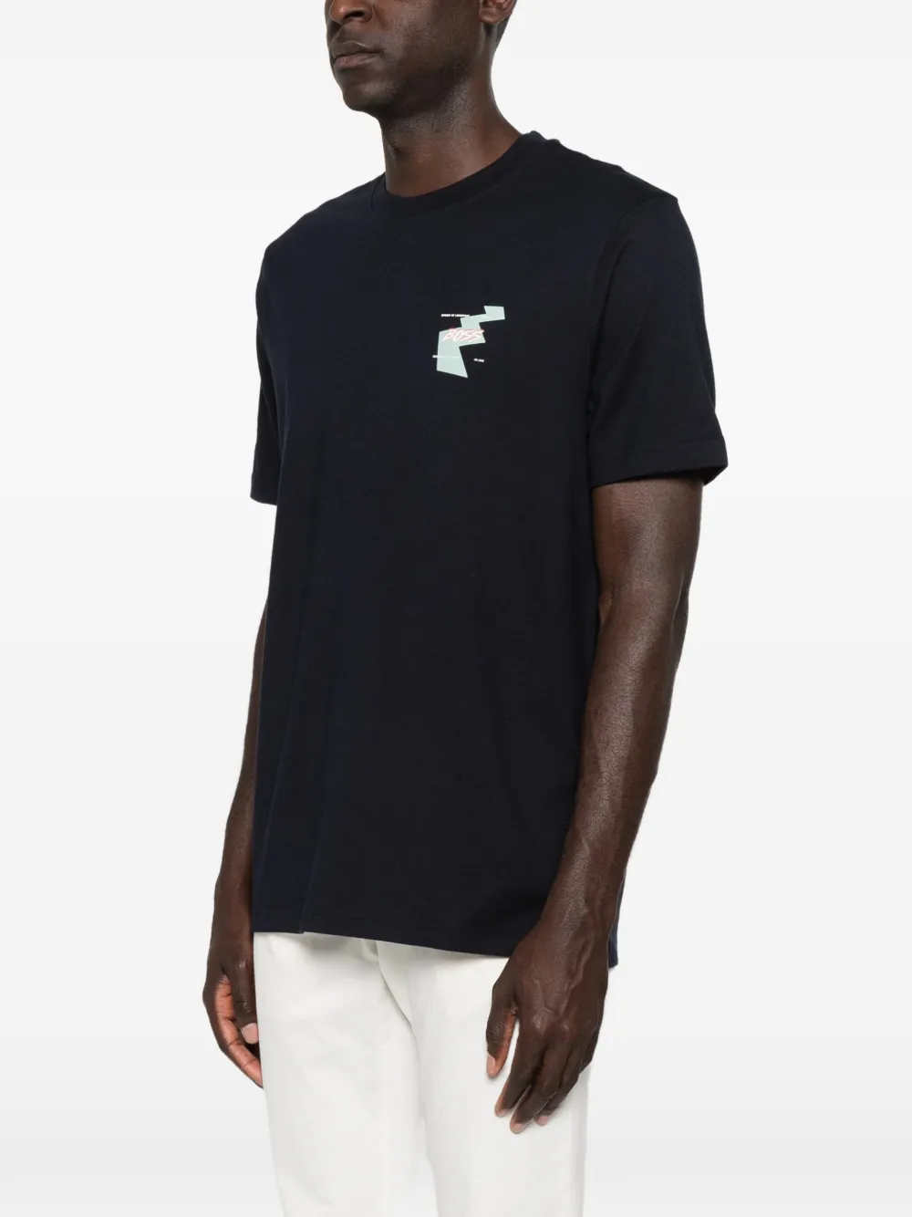 BOSS Katoenen-jersey T-shirt met print Blauw