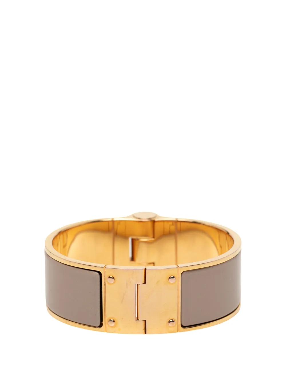 Hermès Pre-Owned 2000-2020 Wide Enamel Charniere Hinged Bracelet costume bracelet - Braun