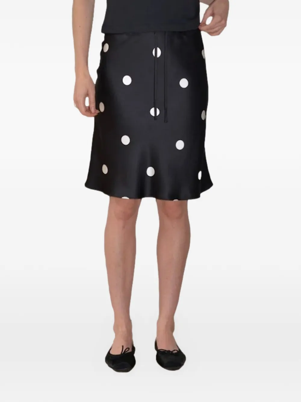 Hai Lucia polka-dot satin midi skirt - Nero