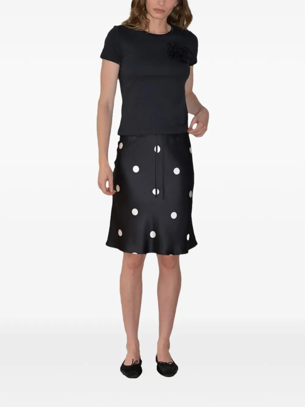 Hai Lucia polka-dot satin midi skirt - Nero