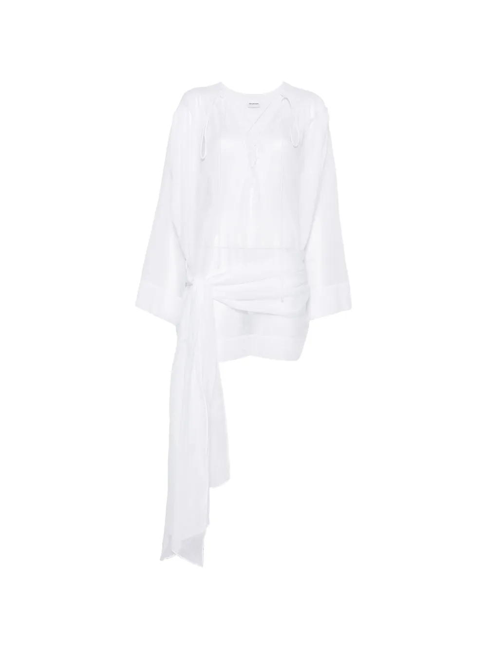 THE ANDAMANE lace-up knotted-waist mini dress - Bianco