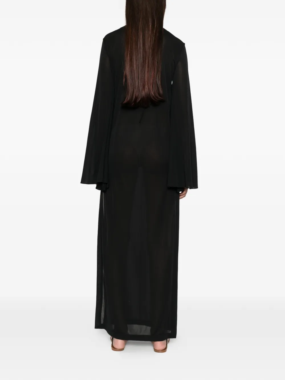THE ANDAMANE Maxi-jurk met flared mouwen en veters Zwart