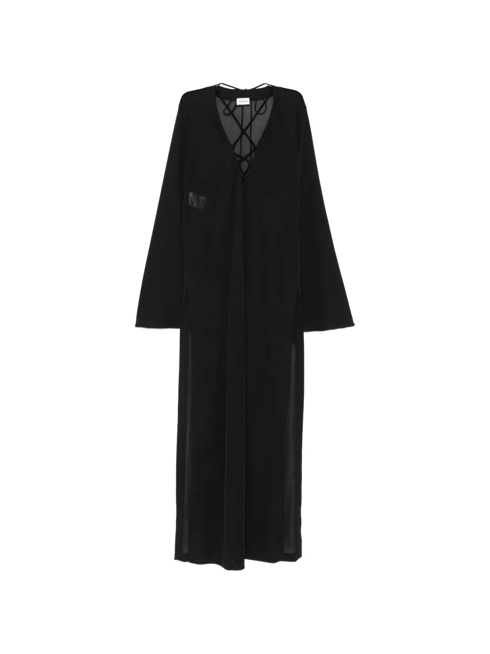 THE ANDAMANE lace-up flared-sleeve maxi dress - Nero