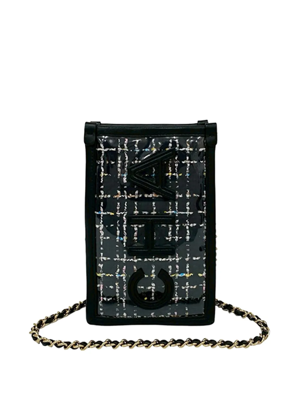 CHANEL Pre-Owned 2019 Tweed and PVC Phone Clutch with Chain crossbody bag - Nero