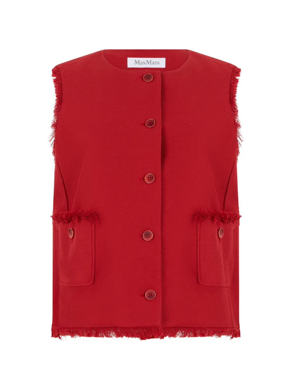 Max Mara frayed-edge button-up gilet - Rosso