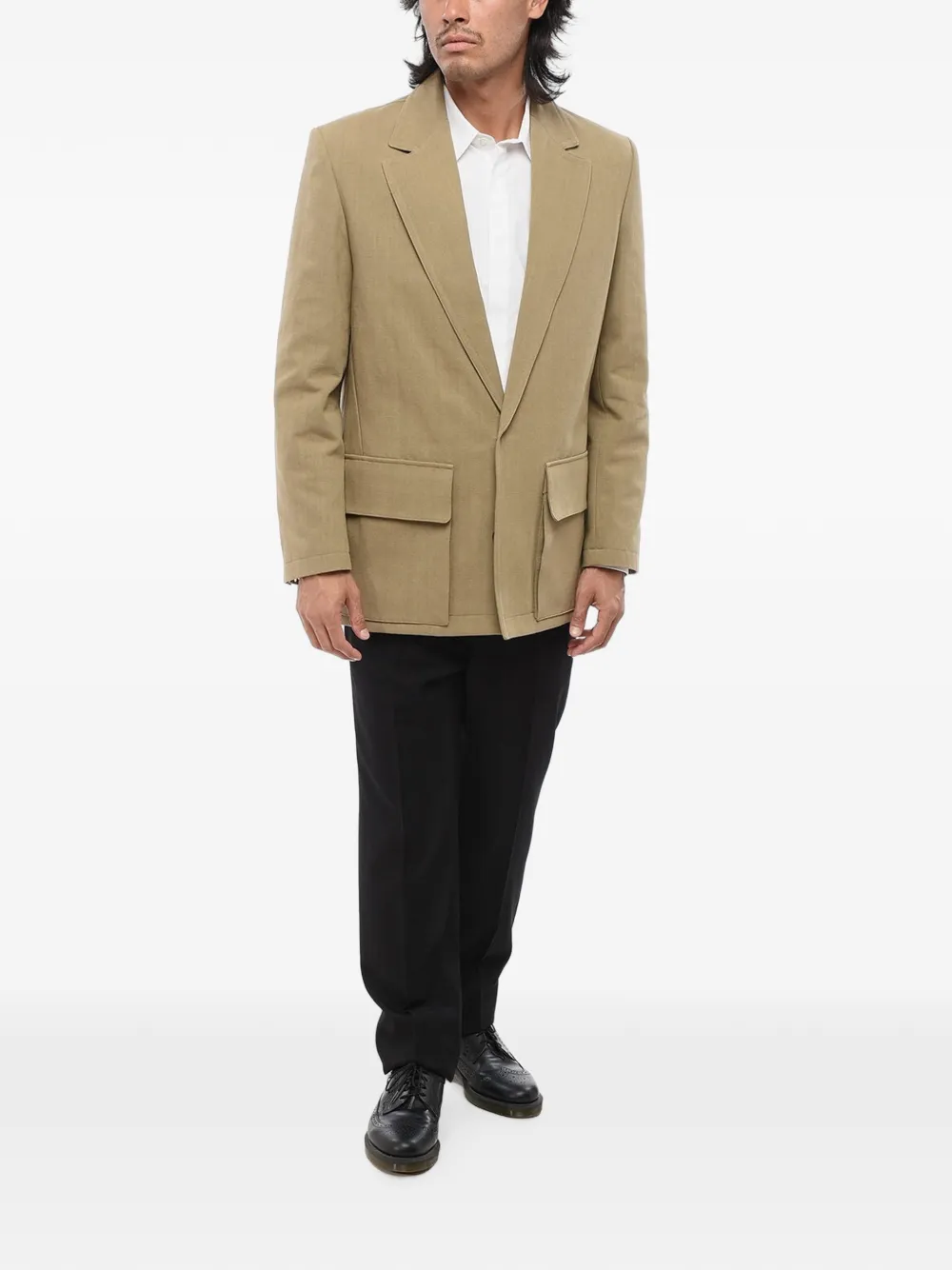 Valentino Garavani single-breasted patch-pocket blazer Beige