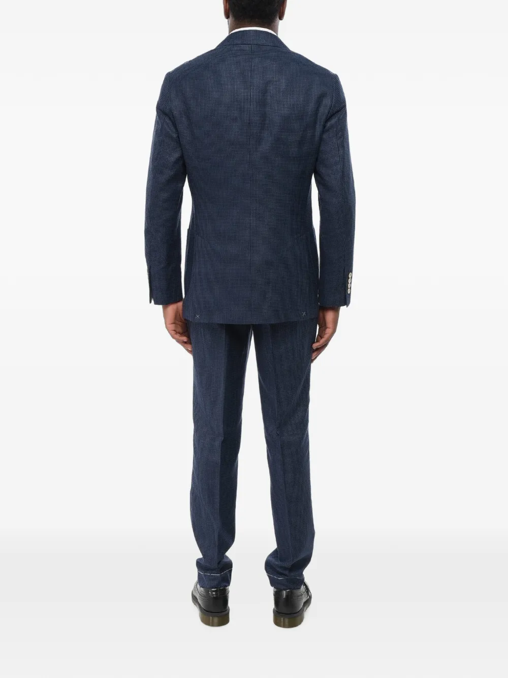 Brunello Cucinelli Houndstooth Patterned Wool Blend Suit With Double-breasted D In Blue