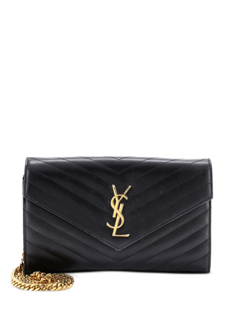 Saint Laurent Pre-Owned Classic Monogram Wallet on Chain Matelasse Chevron Leather Medium crossbody bag - Schwarz