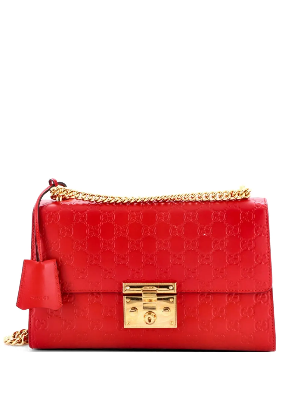 Gucci Pre-Owned Padlock Guccissima Leather Medium shoulder bag - Rosso