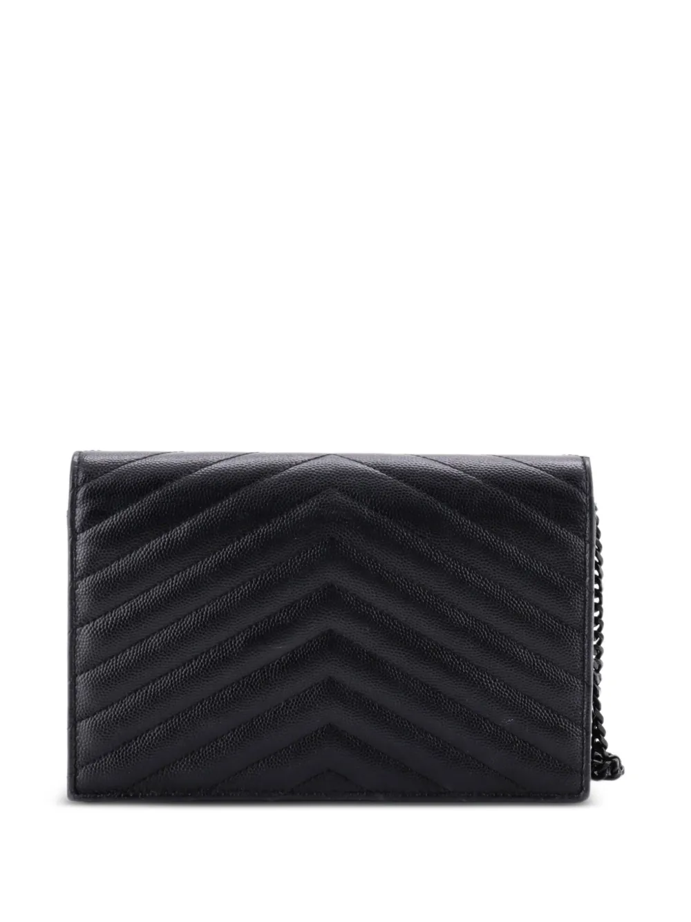  Saint Laurent Pre-owned Petit Sac à Bandoulière Classic Monogram Wallet On Chain Matelasse Chevron En Cuir - Noir 