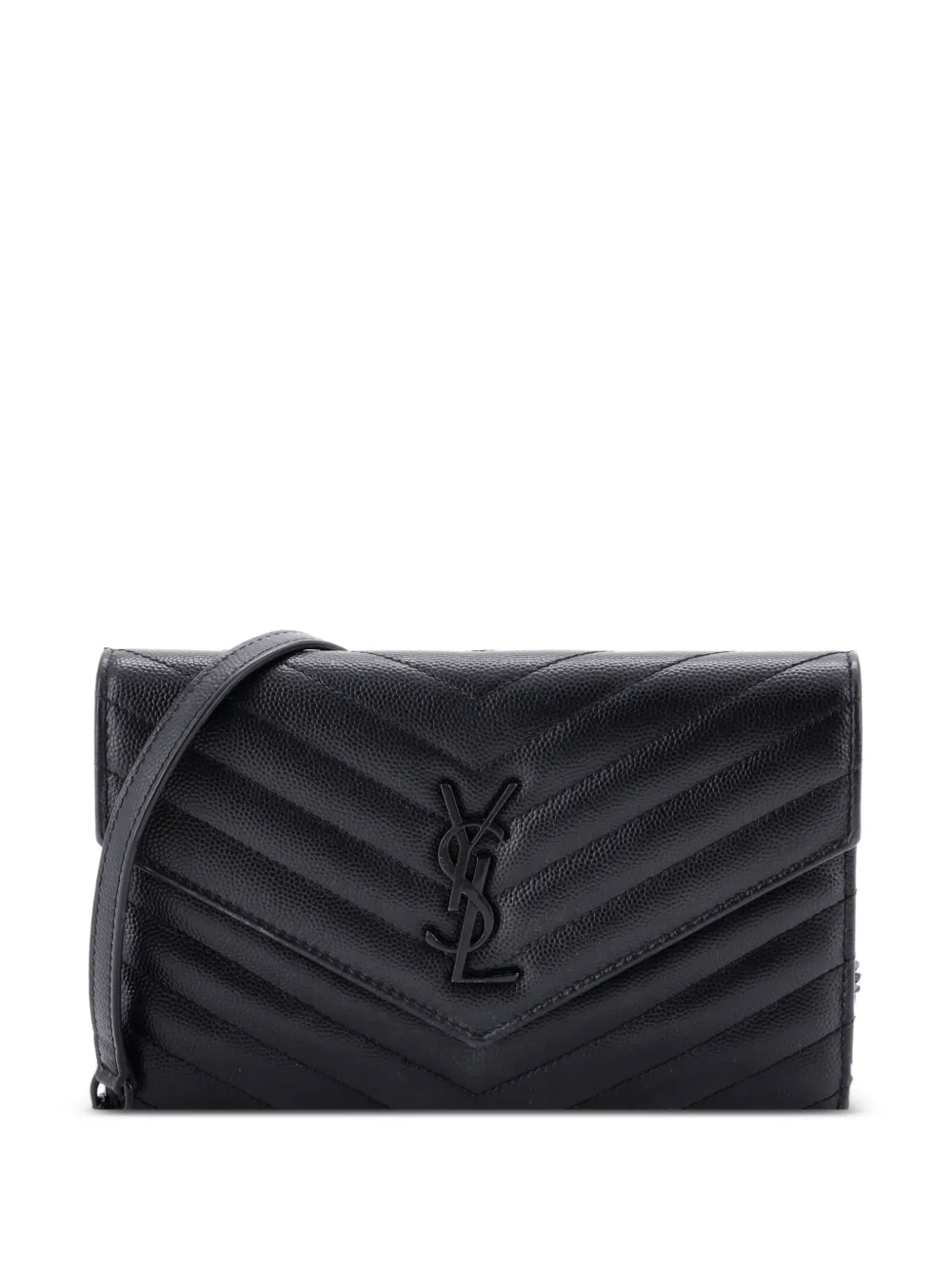Saint Laurent Pre-Owned Classic Monogram Wallet on Chain Matelasse Chevron Leather Small crossbody bag - Schwarz